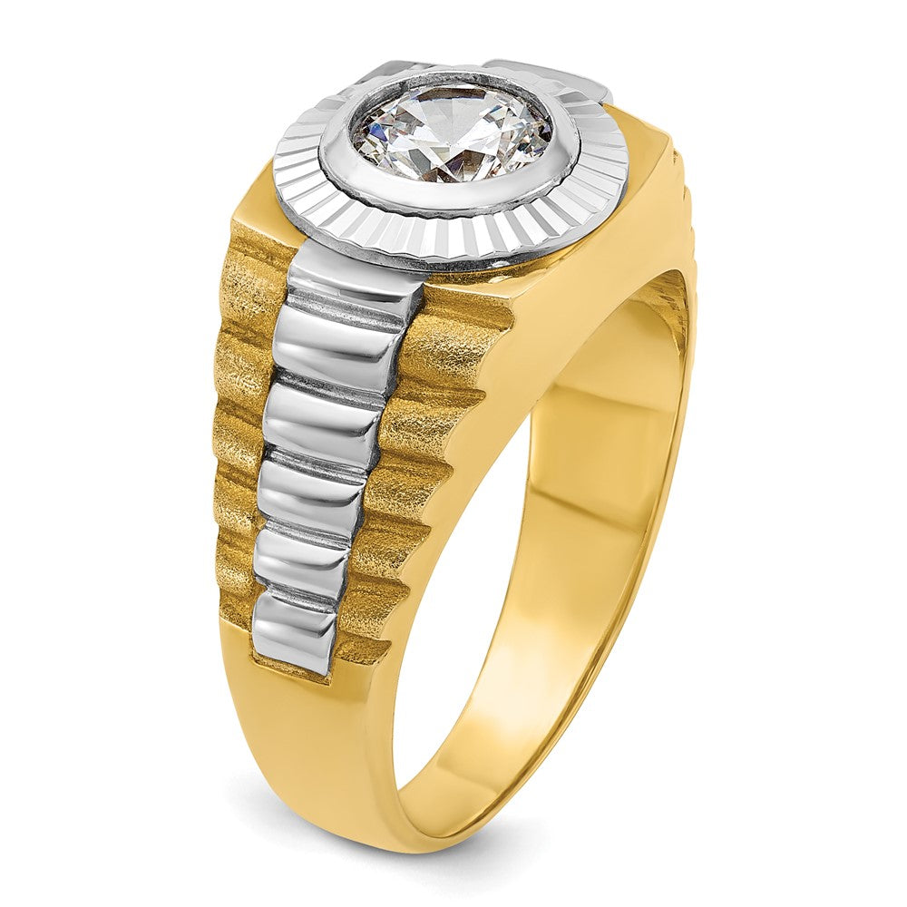 10K Two-Tone Ibgoodman Men'S Polished Satin And Textured Ring Mounting