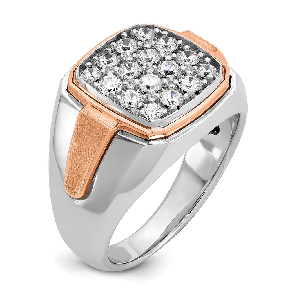14K White/Rose Gold Ibgoodman Two Tone Rose And White 1 Carat Lab Grown Diamond Vs/Si+ G+ Complete Cluster Men'S Ring