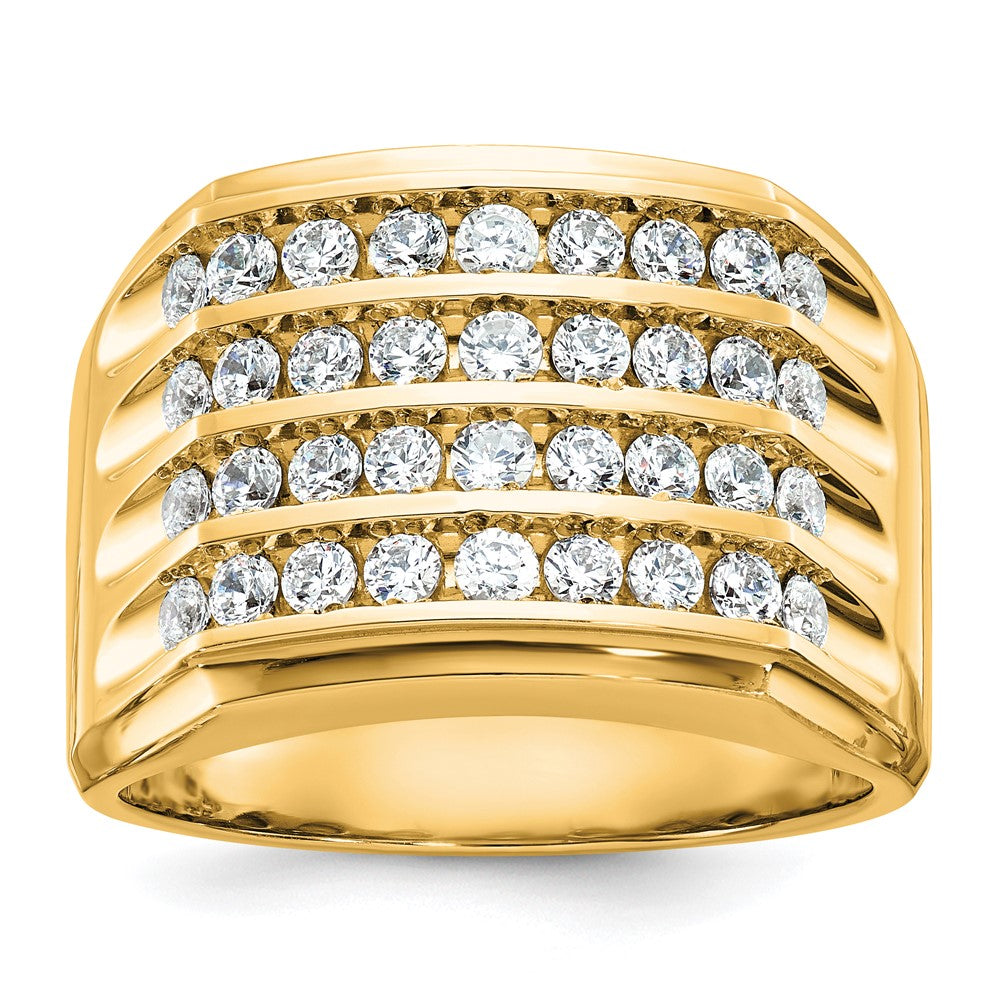 10K Yellow Gold Ibgoodman Men'S Polished And Grooved 4-Row Ring Mounting