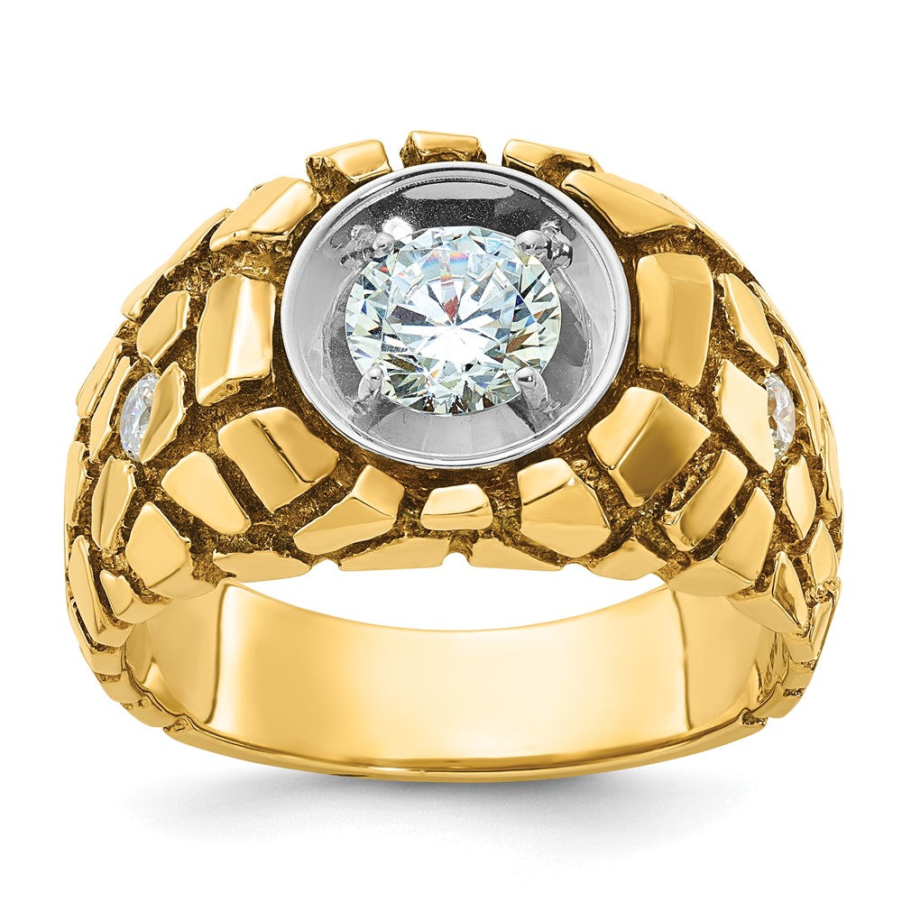 10K Two-Tone 10K Ibgoodman Nugget Solitaire Diamond Men'S Ring