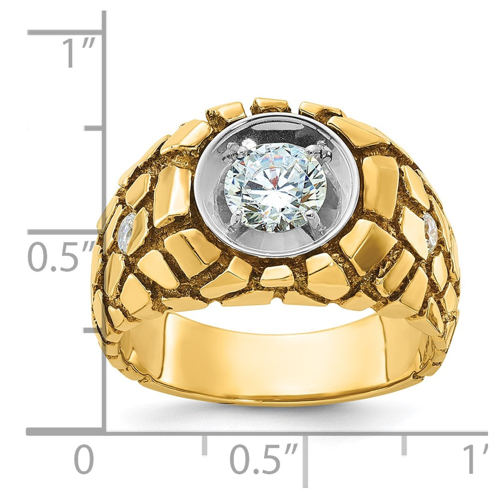 14k Two-tone Two Tone 1 Ct. Lab Grown Diamond VS/SI+ G+ Complete Men's Nugget Ring