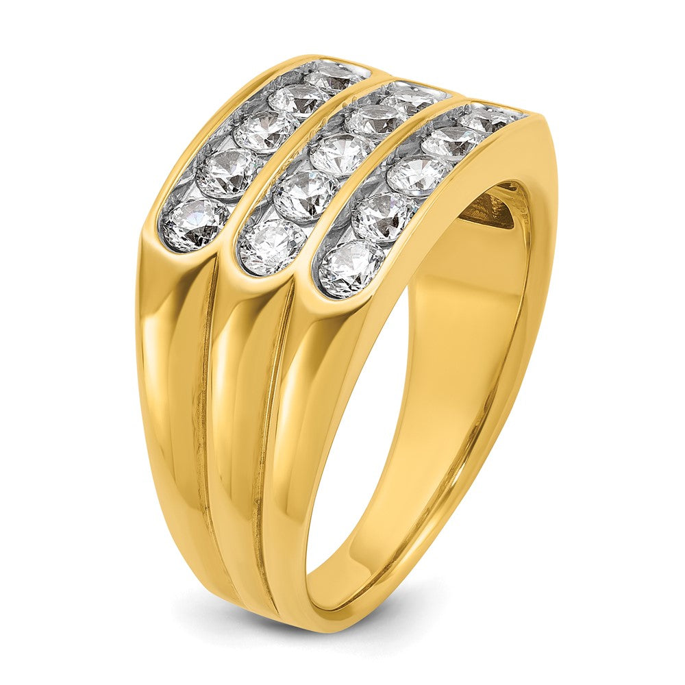 14k Yellow Gold with White Rhodium 2 Ct. Lab Grown Diamond VS/SI+ G+ Three Row Men's Ring