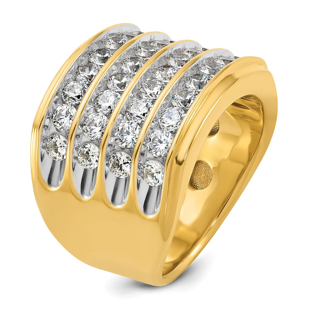 14k Yellow Gold with White Rhodium 3 3/4 Ct. Lab Grown Diamond VS/SI+ G+ Four Row Men's Ring