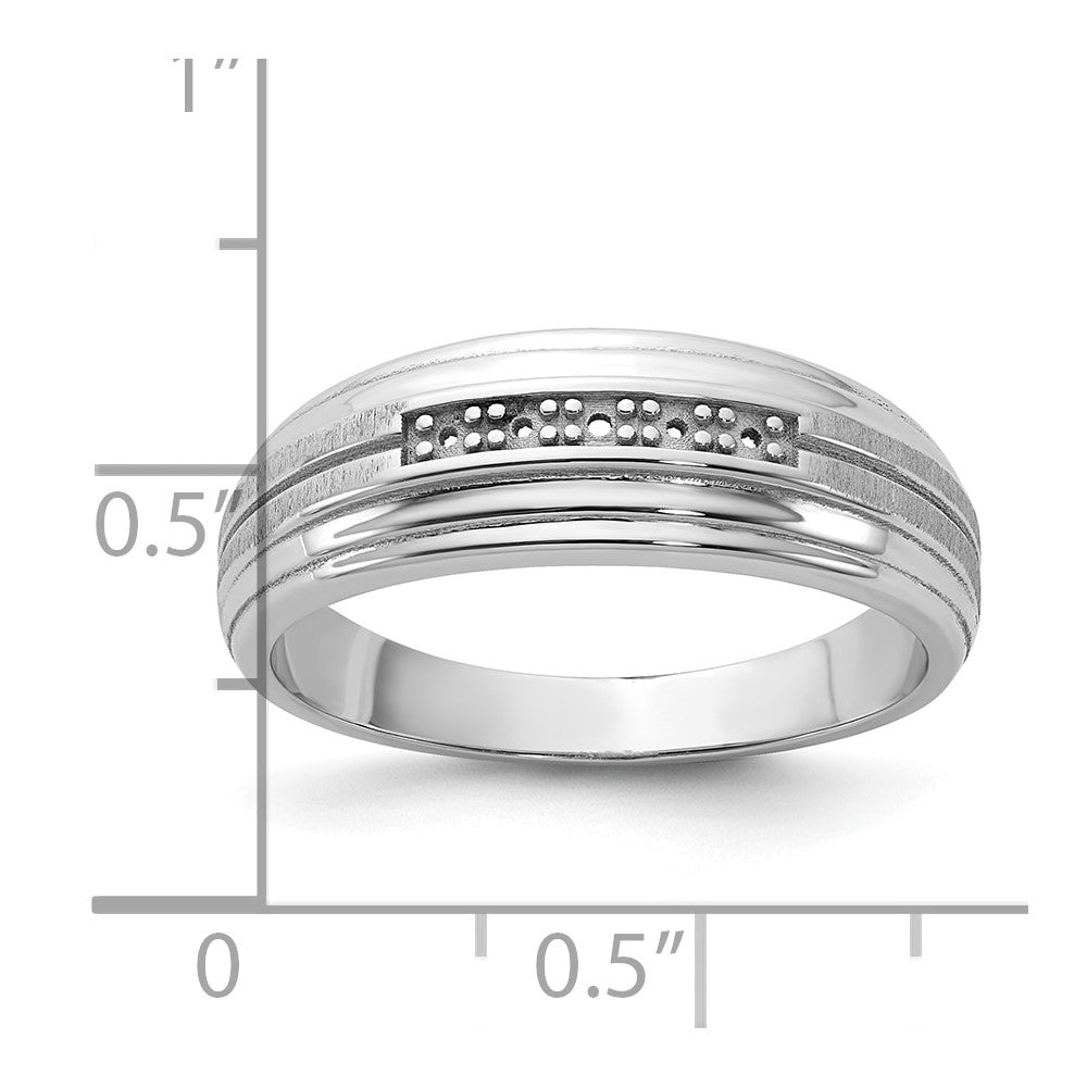 10K White Gold Ibgoodman Men'S Polished Satin And Grooved 5-Stone Ring Mounting
