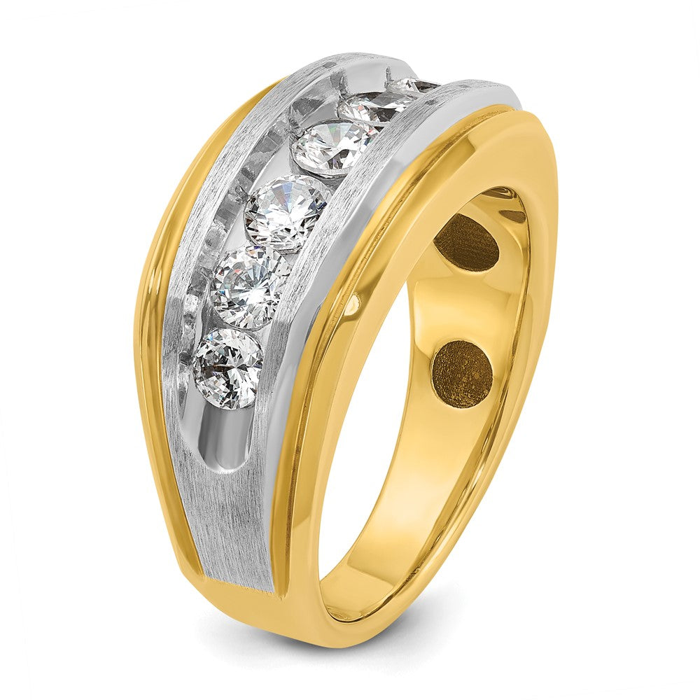 14k Yellow & Rhodium with White 1 1/2 Ct. Lab Grown Diamond VS/SI+ G+ Satin Men's Ring