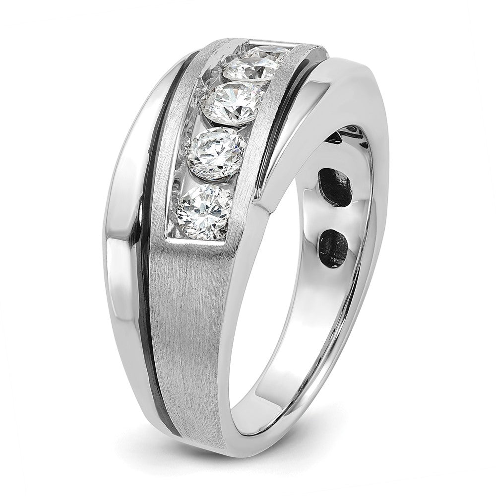 10K White Gold 10Kw Ibg Men'S Polish/Satin Vs+ F+ Lab Grown Diamond Ring