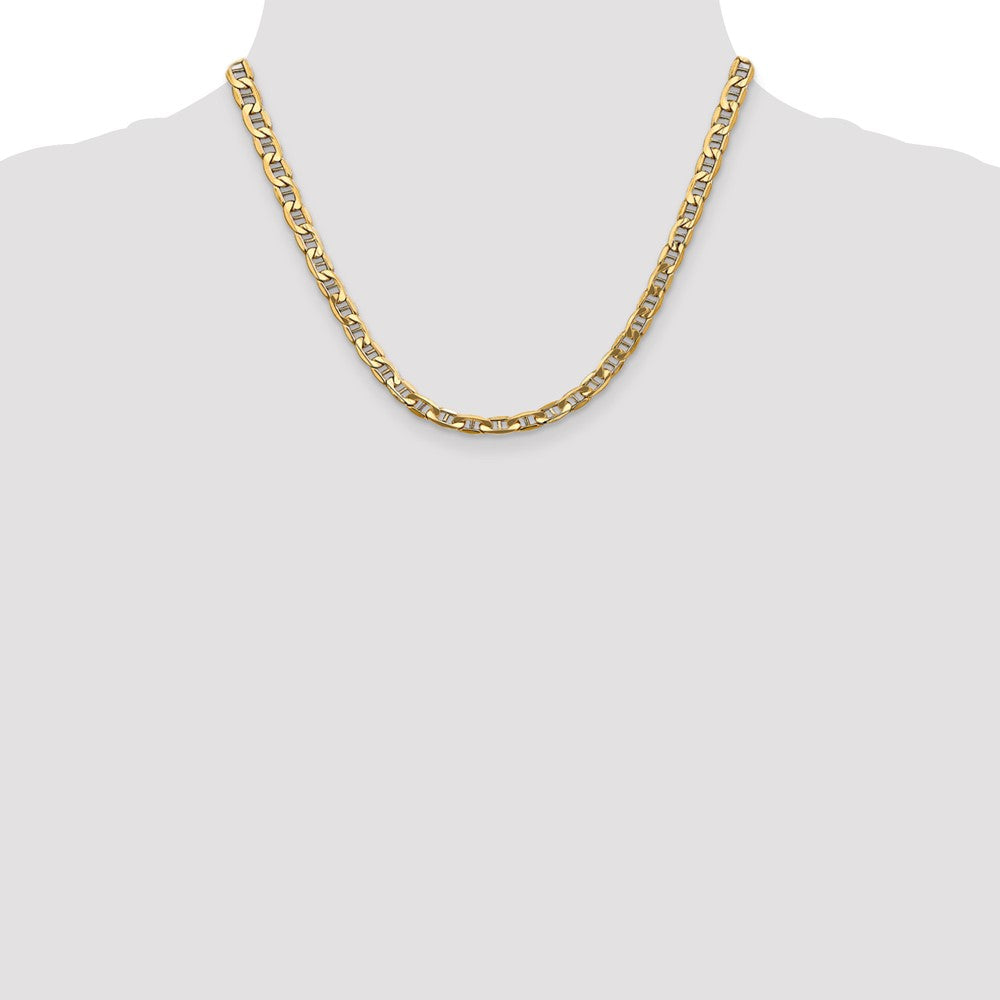 14K Yellow Gold 18 Inch 5.5mm Semi-Solid Anchor With Lobster Clasp Chain Necklace