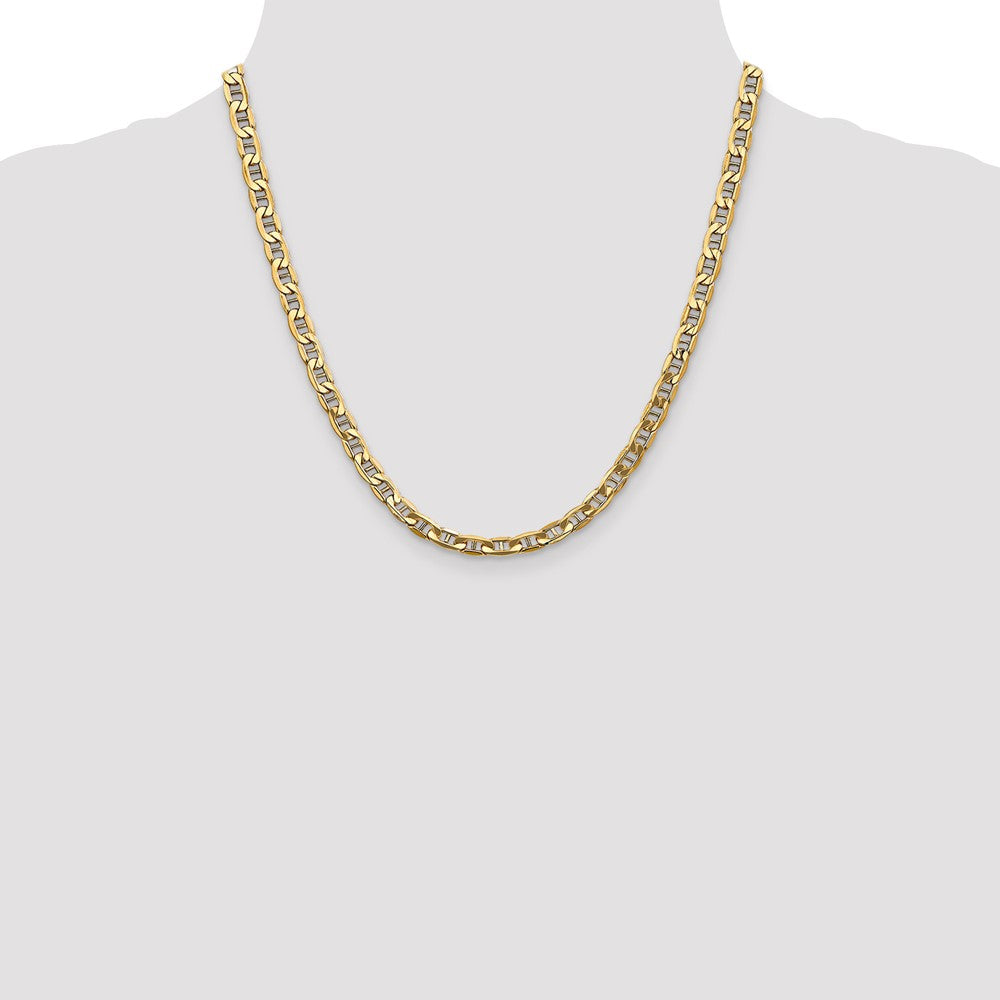 14K Yellow Gold 20 Inch 5.5mm Semi-Solid Anchor With Lobster Clasp Chain Necklace