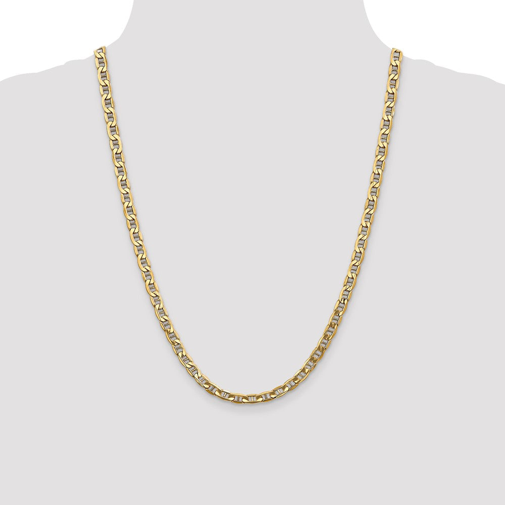 14K Yellow Gold 24 Inch 5.5mm Semi-Solid Anchor With Lobster Clasp Chain Necklace