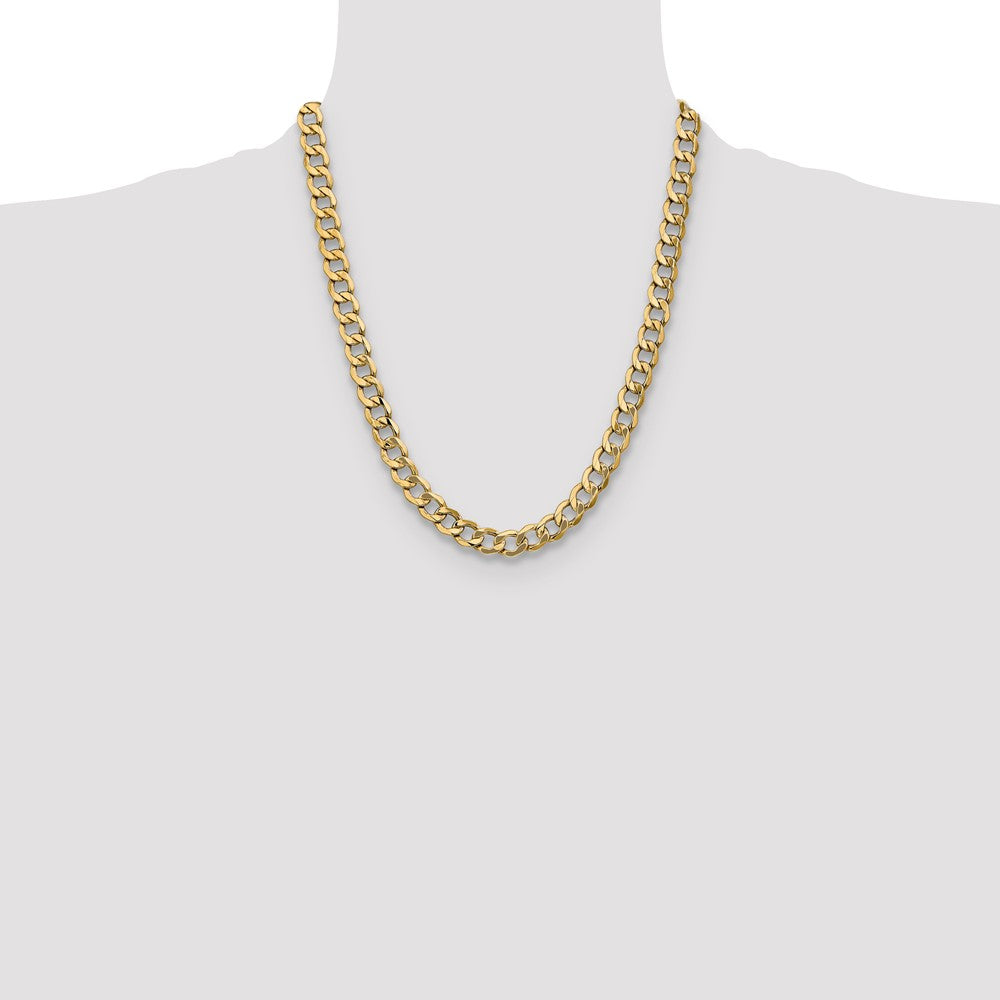 22 Inch 14K 9mm Semi-Solid Curb Chain Necklace