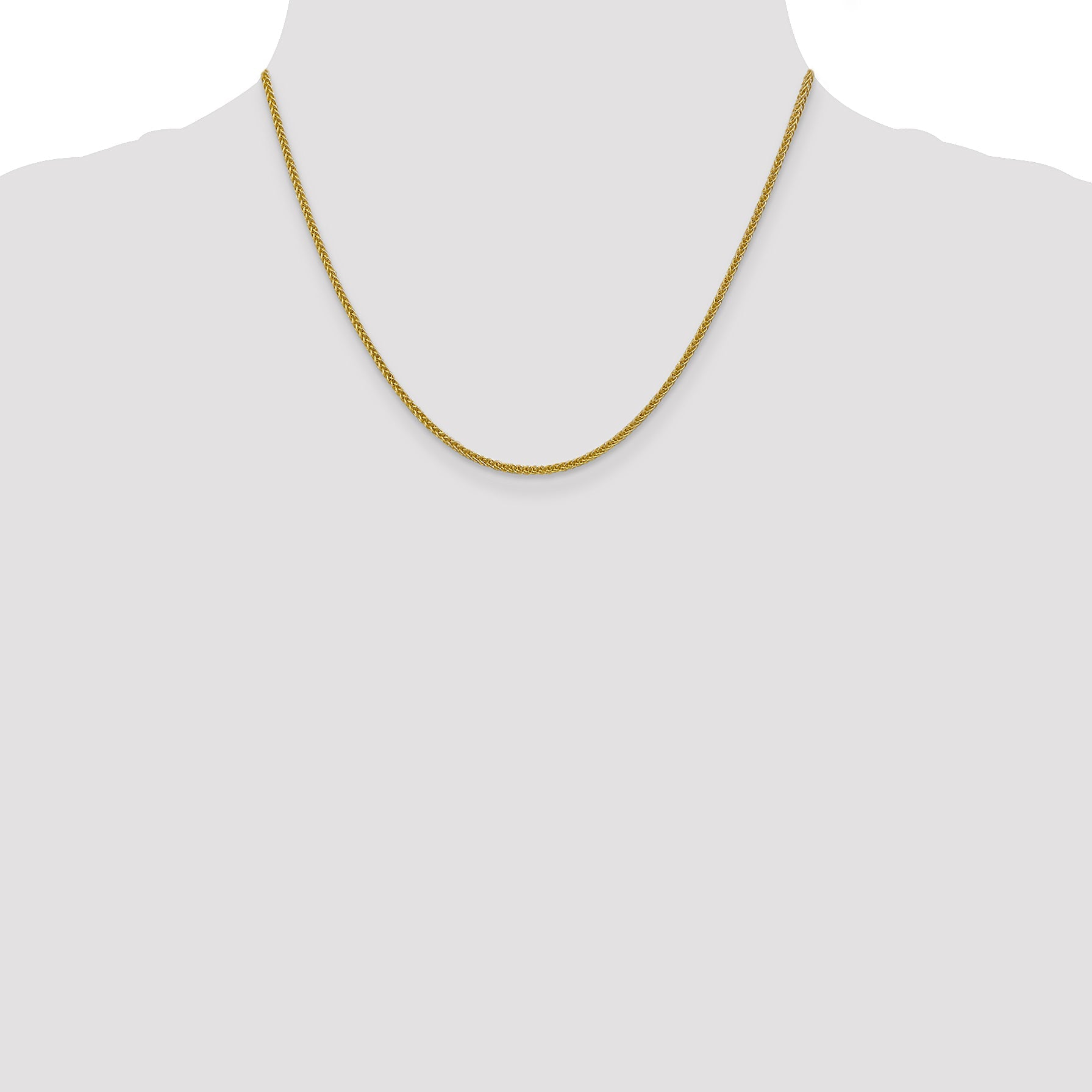 14K Yellow Gold 18 Inch 2mm Semi-Solid 3-Wire Wheat With Lobster Clasp Chain Necklace