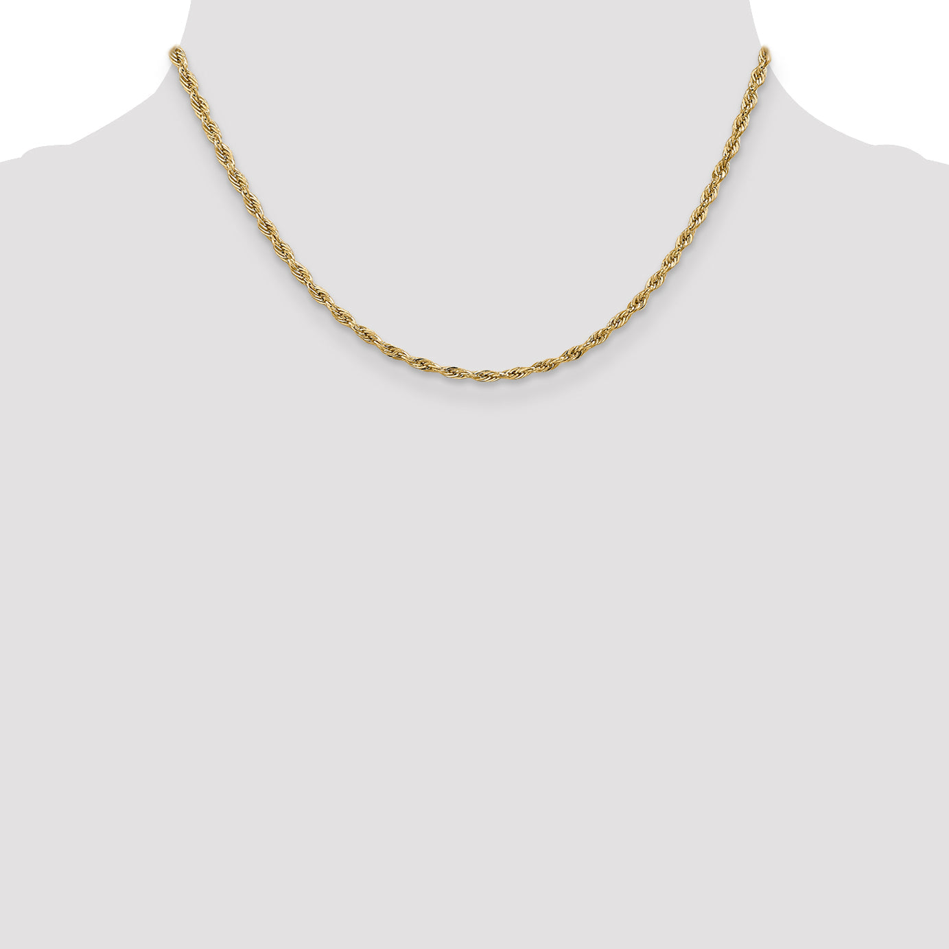 14K Yellow Gold 16 Inch 2.8mm Semi Solid Rope With Lobster Clasp Chain Necklace
