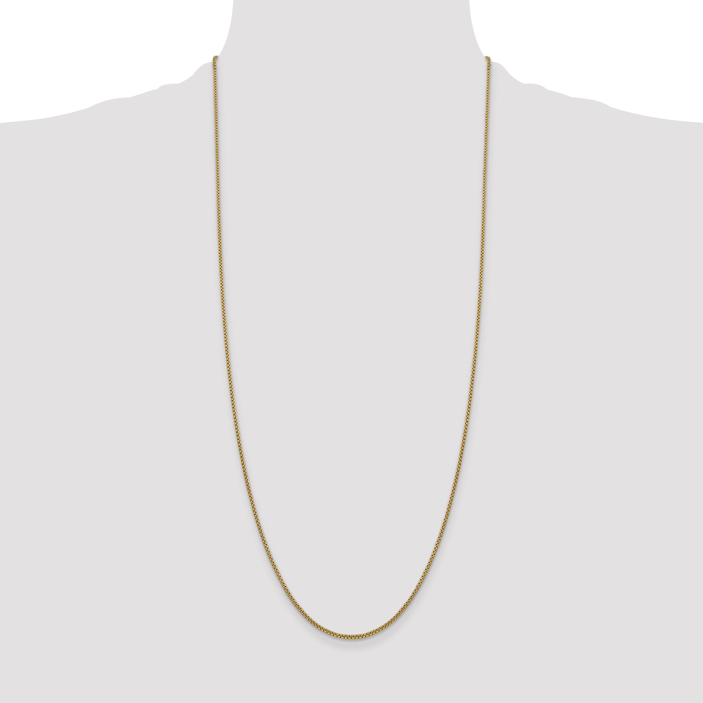 14K Yellow Gold 30 Inch 1.5mm Semi-Solid Round Box With Lobster Clasp Chain Necklace