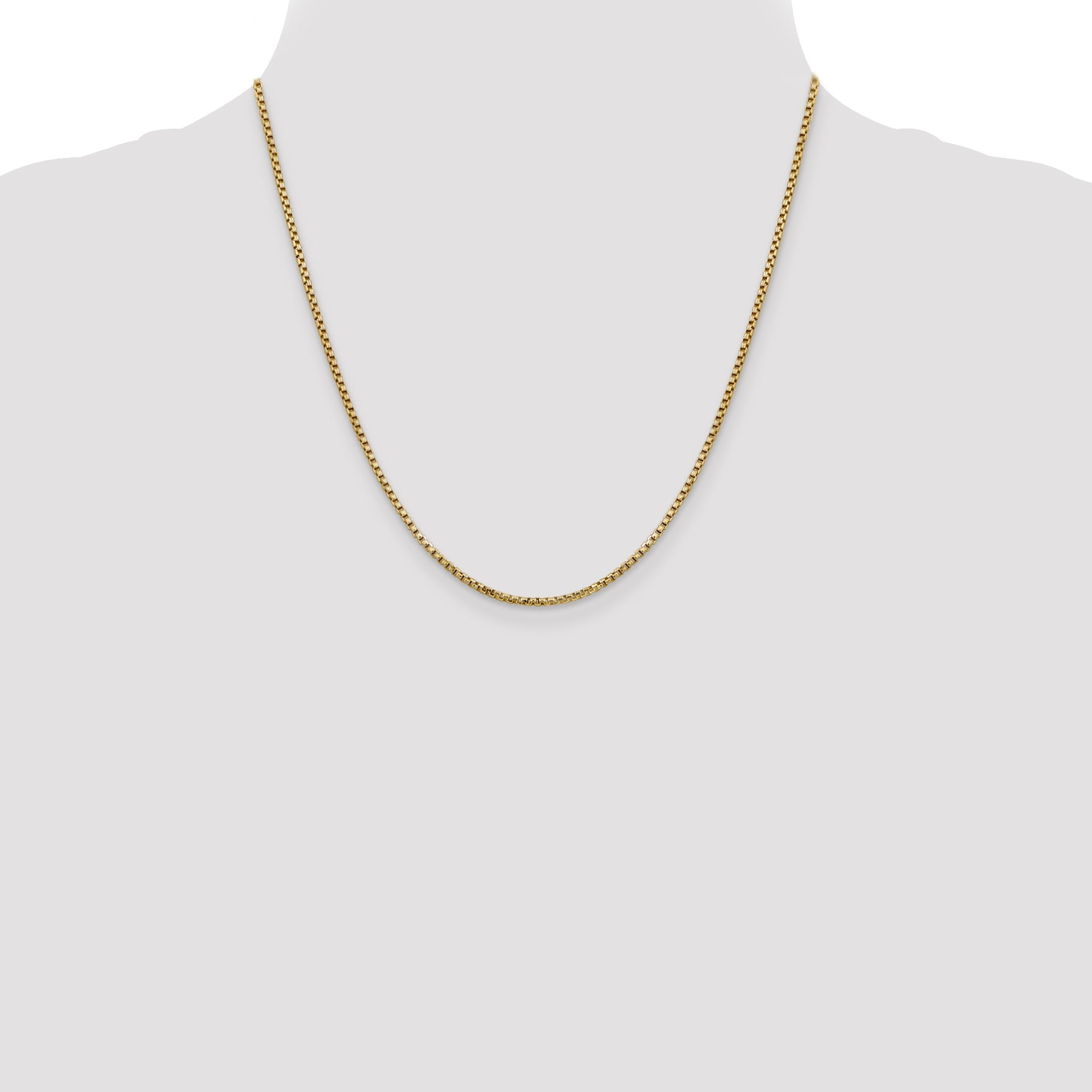 14K Yellow Gold 20 Inch 1.75mm Semi-Solid Round Box With Lobster Clasp Chain Necklace