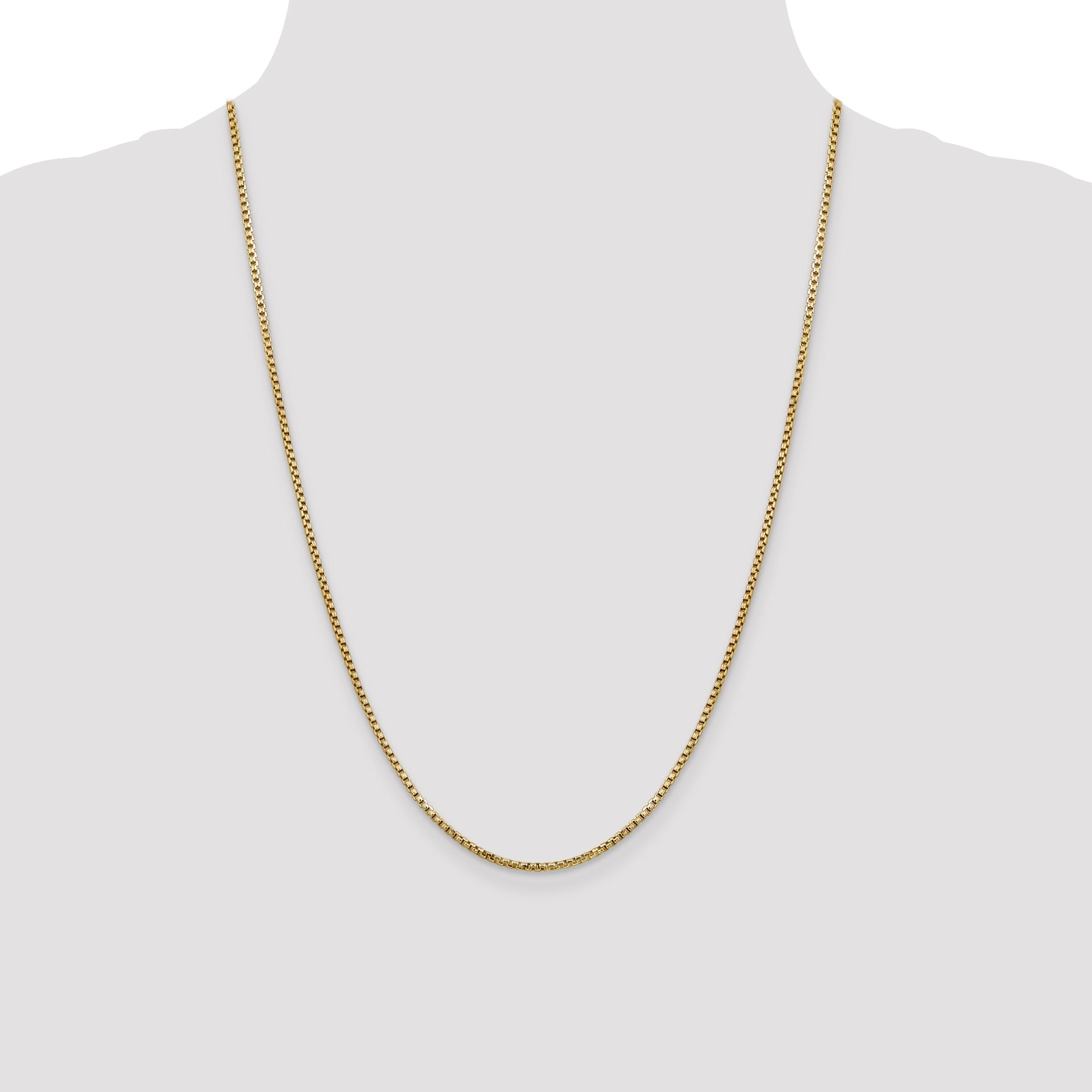 14K Yellow Gold 24 Inch 1.75mm Semi-Solid Round Box With Lobster Clasp Chain Necklace