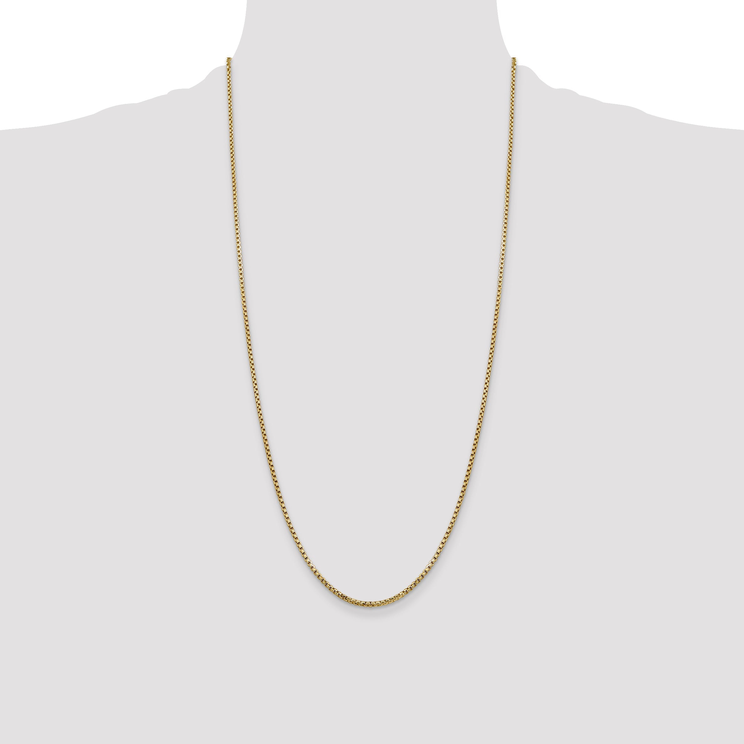 14K Yellow Gold 28 Inch 1.75mm Semi-Solid Round Box With Lobster Clasp Chain Necklace