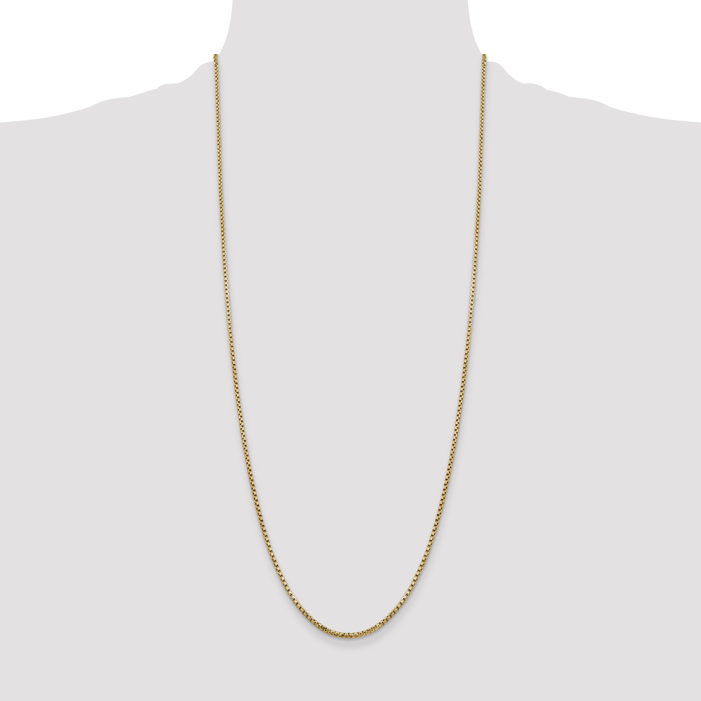 14K Yellow Gold 30 Inch 1.75mm Semi-Solid Round Box With Lobster Clasp Chain Necklace