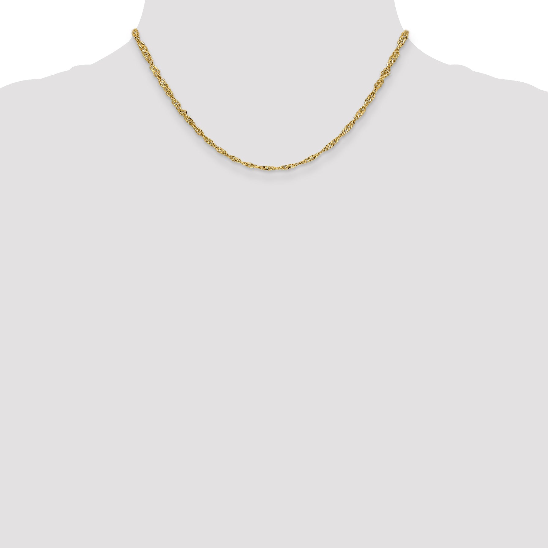 14K Yellow Gold 16 Inch 2.75mm Lightweight Singapore With Lobster Clasp Chain Necklace