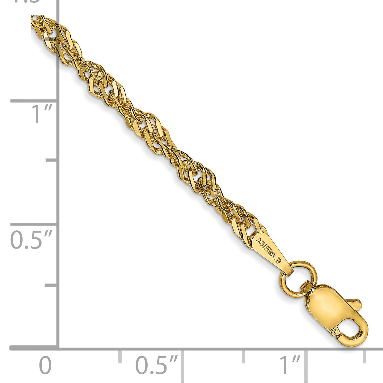 14K Yellow Gold 9 Inch 2.75mm Lightweight Singapore With Lobster Clasp Anklet