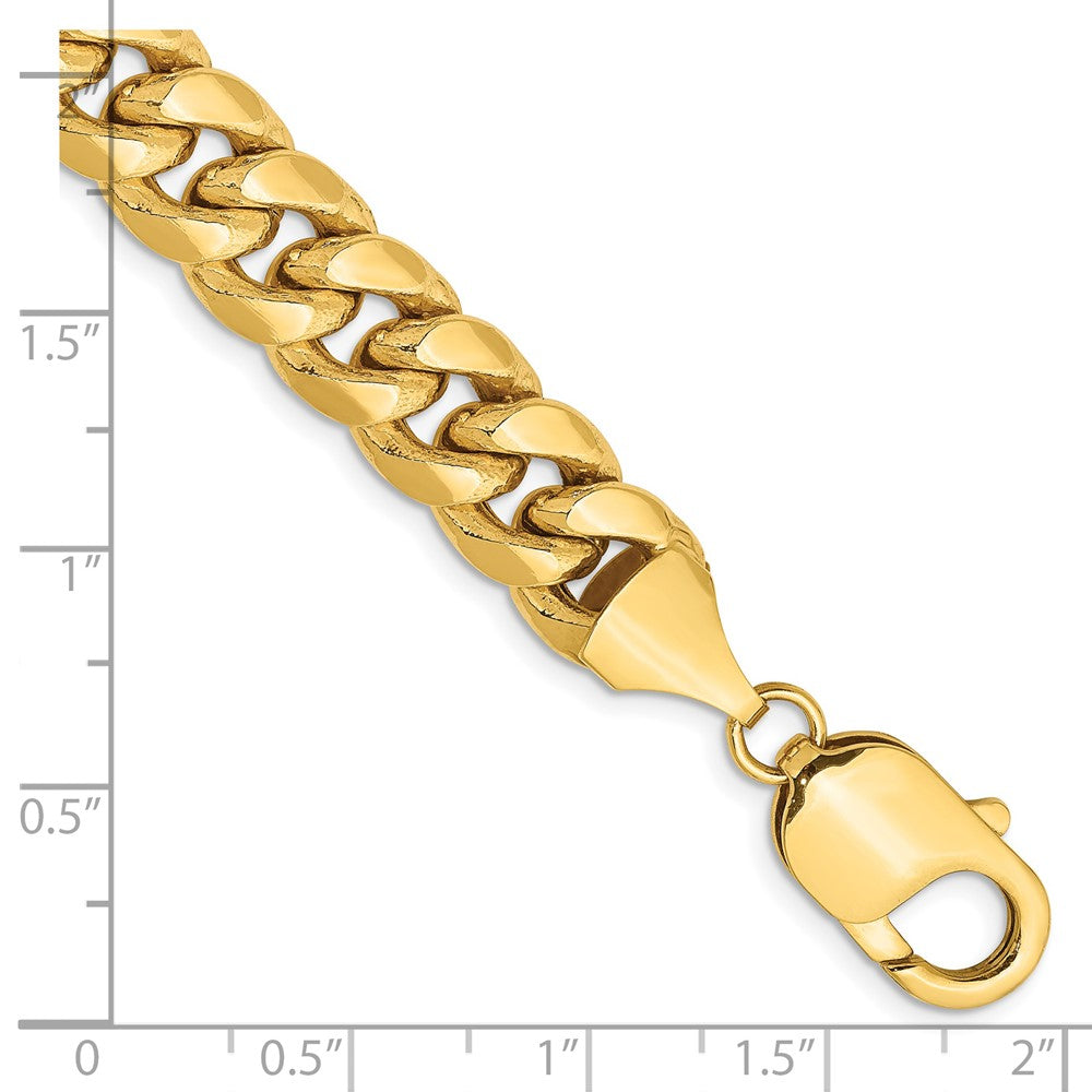 14K Yellow Gold 9 Inch 9.3mm Semi-Solid Miami Cuban With Lobster Clasp Chain Bracelet