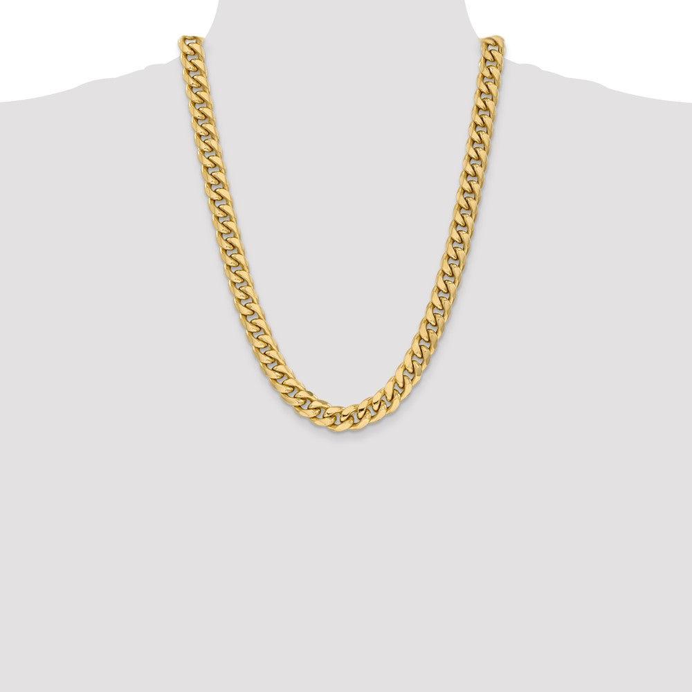 14K Yellow Gold 24 Inch 11mm Semi-Solid Miami Cuban With Lobster Clasp Chain Necklace