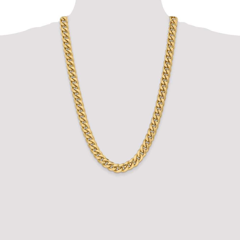 14K Yellow Gold 26 Inch 11mm Semi-Solid Miami Cuban With Lobster Clasp Chain Necklace