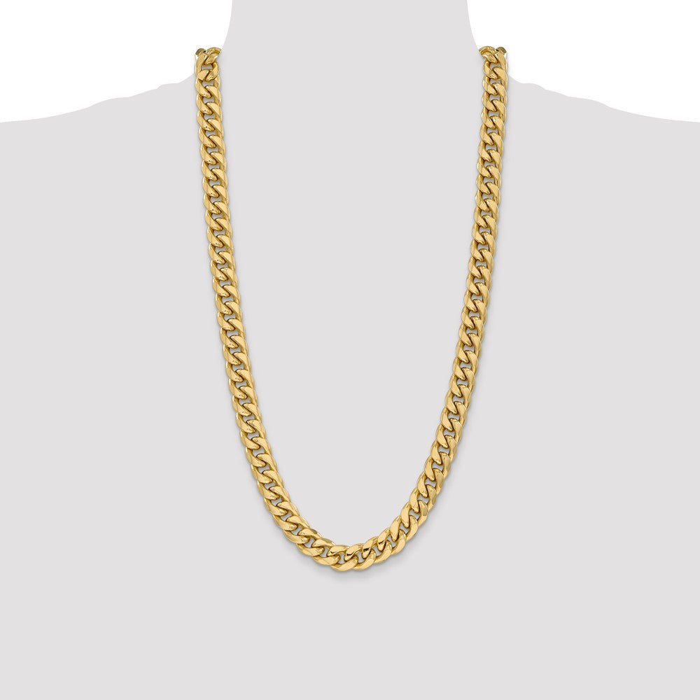 14K Yellow Gold 28 Inch 11mm Semi-Solid Miami Cuban With Lobster Clasp Chain Necklace