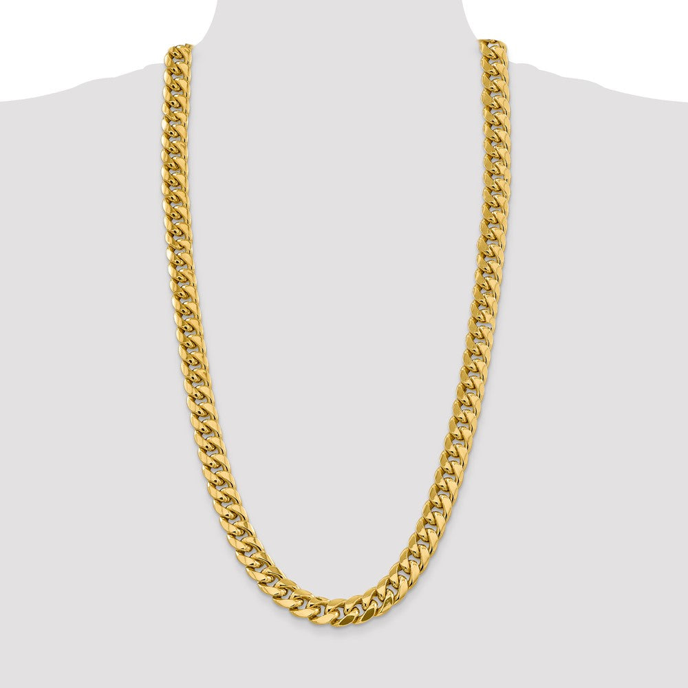 14K Yellow Gold 30 Inch 13.2mm Semi-Solid Miami Cuban With Lobster Clasp Chain Necklace