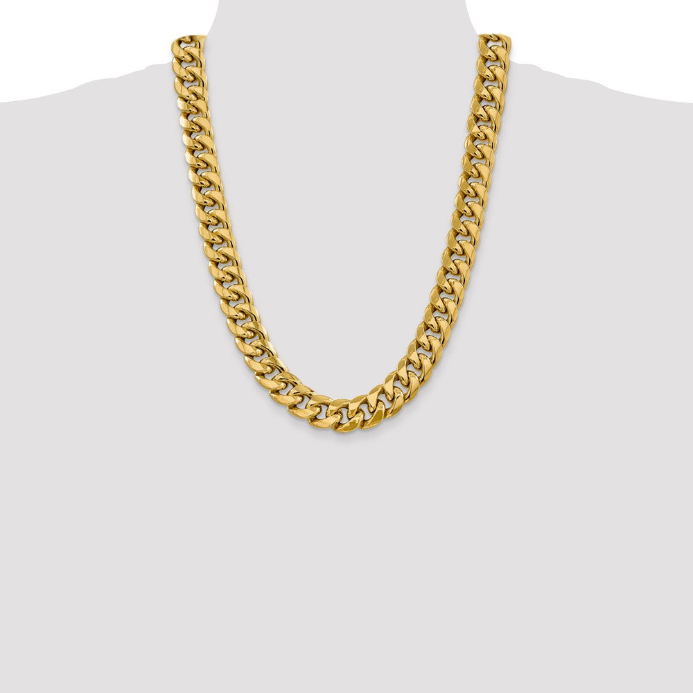 14K Yellow Gold 24 Inch 15mm Semi-Solid Miami Cuban With Lobster Clasp Chain Necklace