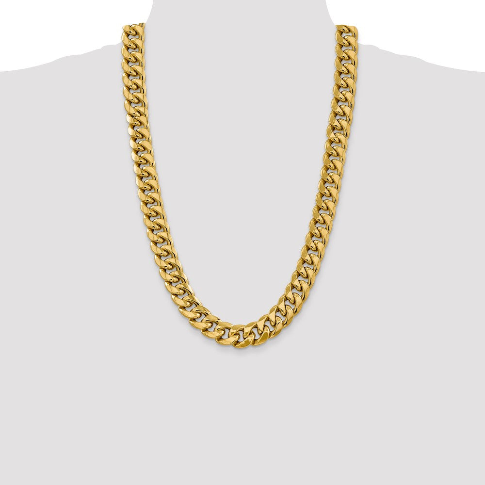 14K Yellow Gold 26 Inch 15mm Semi-Solid Miami Cuban With Lobster Clasp Chain Necklace