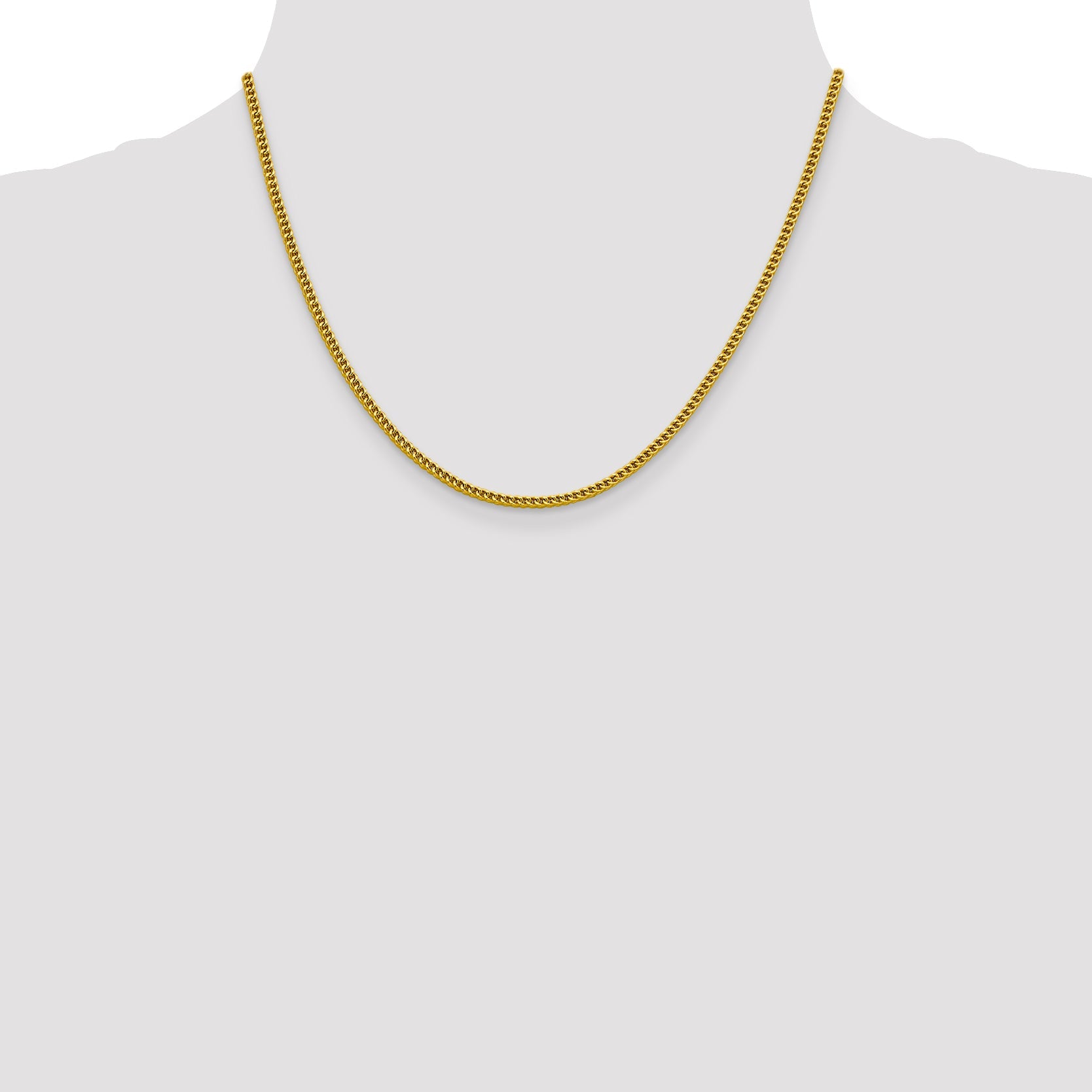 14K Yellow Gold 18 Inch 2.2mm Semi-Solid Franco With Lobster Clasp Chain Necklace