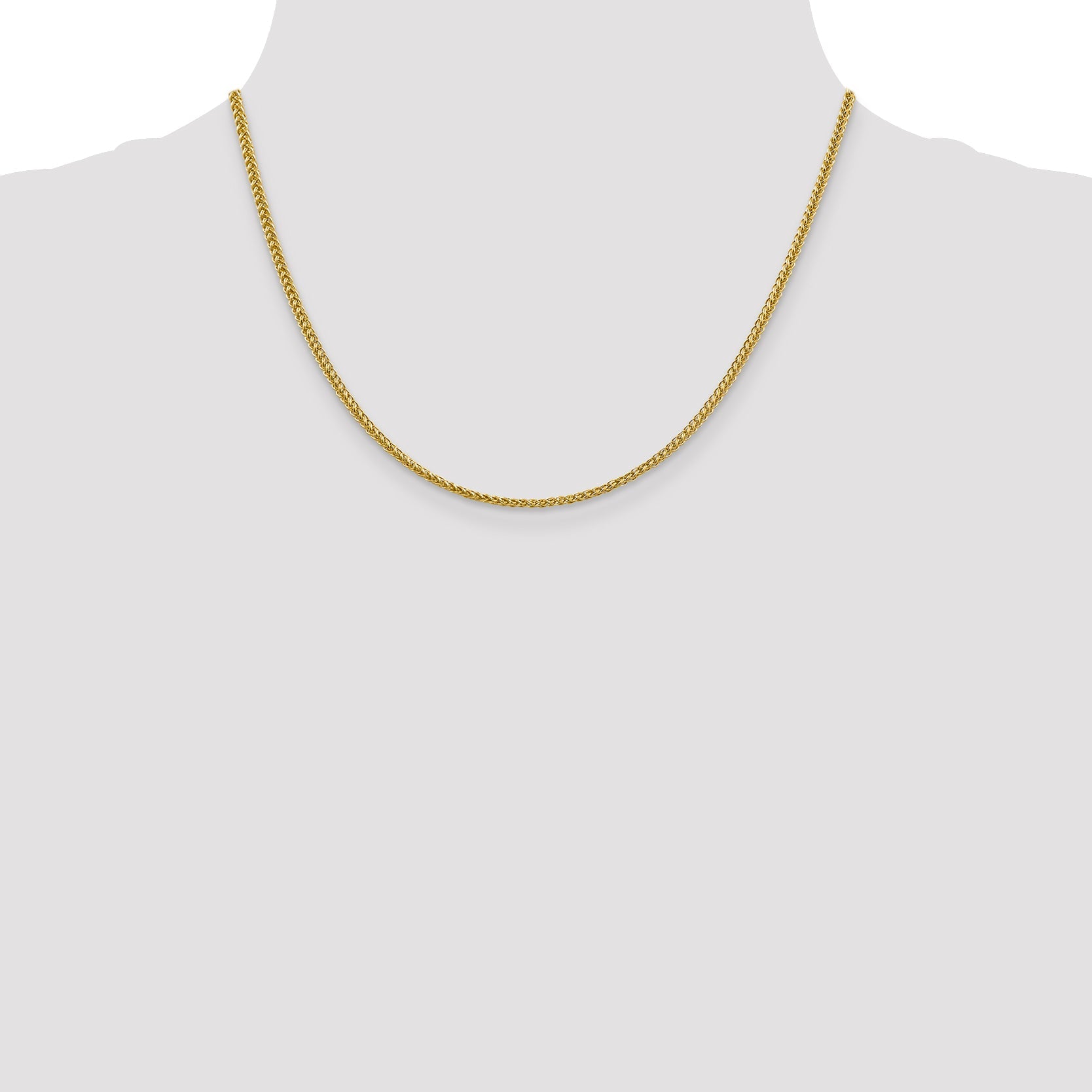 14K Yellow Gold 18 Inch 2.35mm Semi-Solid 3-Wire Wheat With Lobster Clasp Chain Necklace