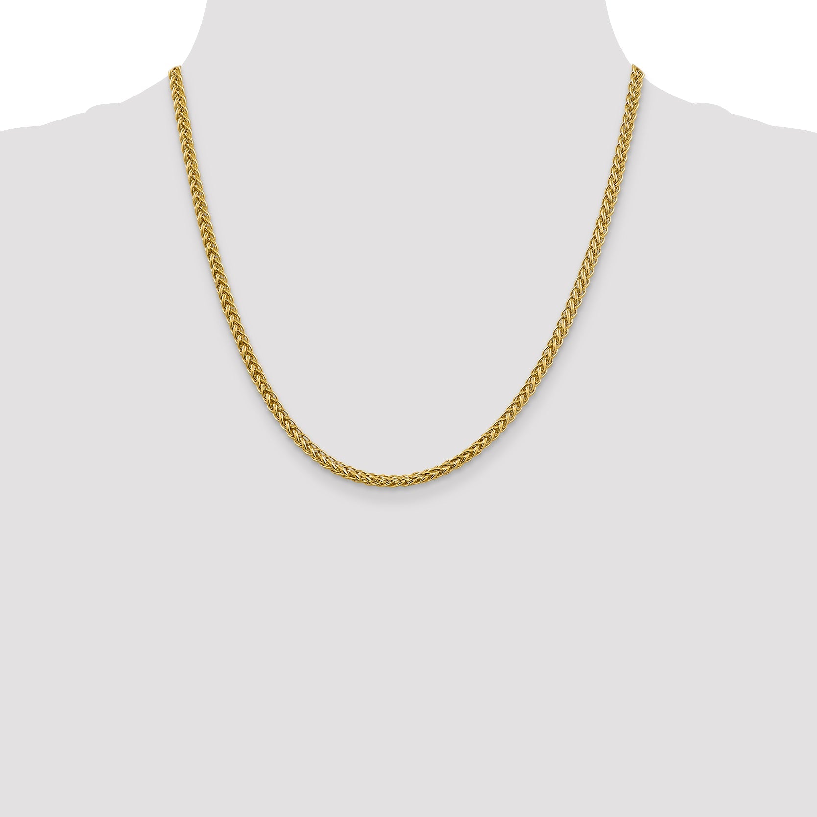 20 Inch 14K 18 4.3mm Semi-Solid 3-Wire Wheat With Lobster Clasp Chain Necklace