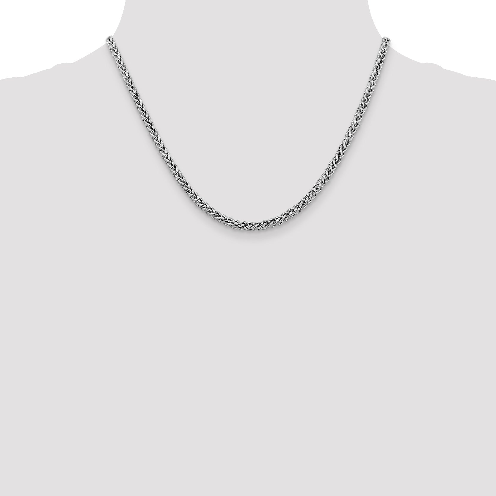 18 Inch 14K White Gold 16 4.3mm Semi-Solid 3-Wire Wheat With Lobster Clasp Chain Necklace