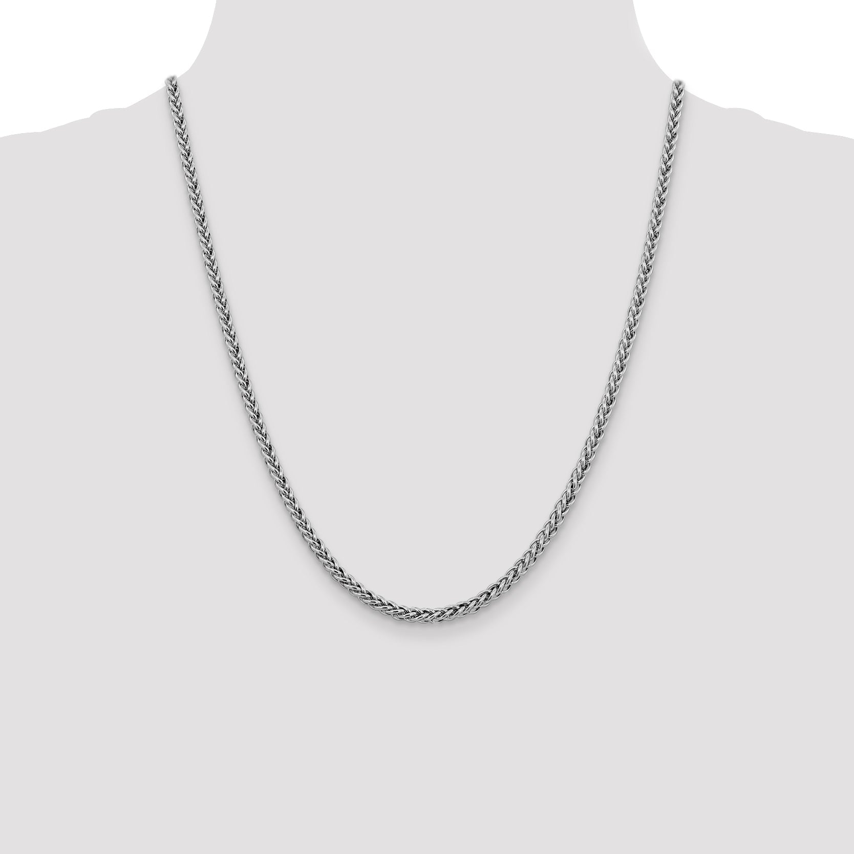 22 Inch 14K White Gold 20 4.3mm Semi-Solid 3-Wire Wheat With Lobster Clasp Chain Necklace