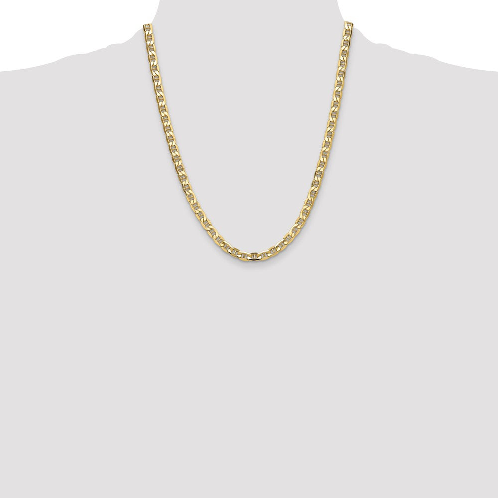 22 Inch 14K Yellow Gold 6.25mm Semi-Solid Anchor Chain Necklace