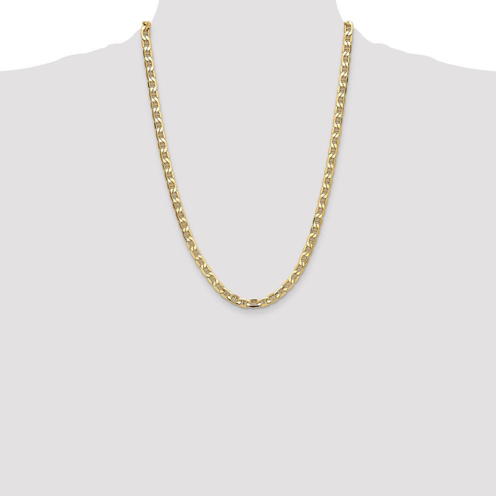 24 Inch 14K Yellow Gold 6.25mm Semi-Solid Anchor Chain Necklace