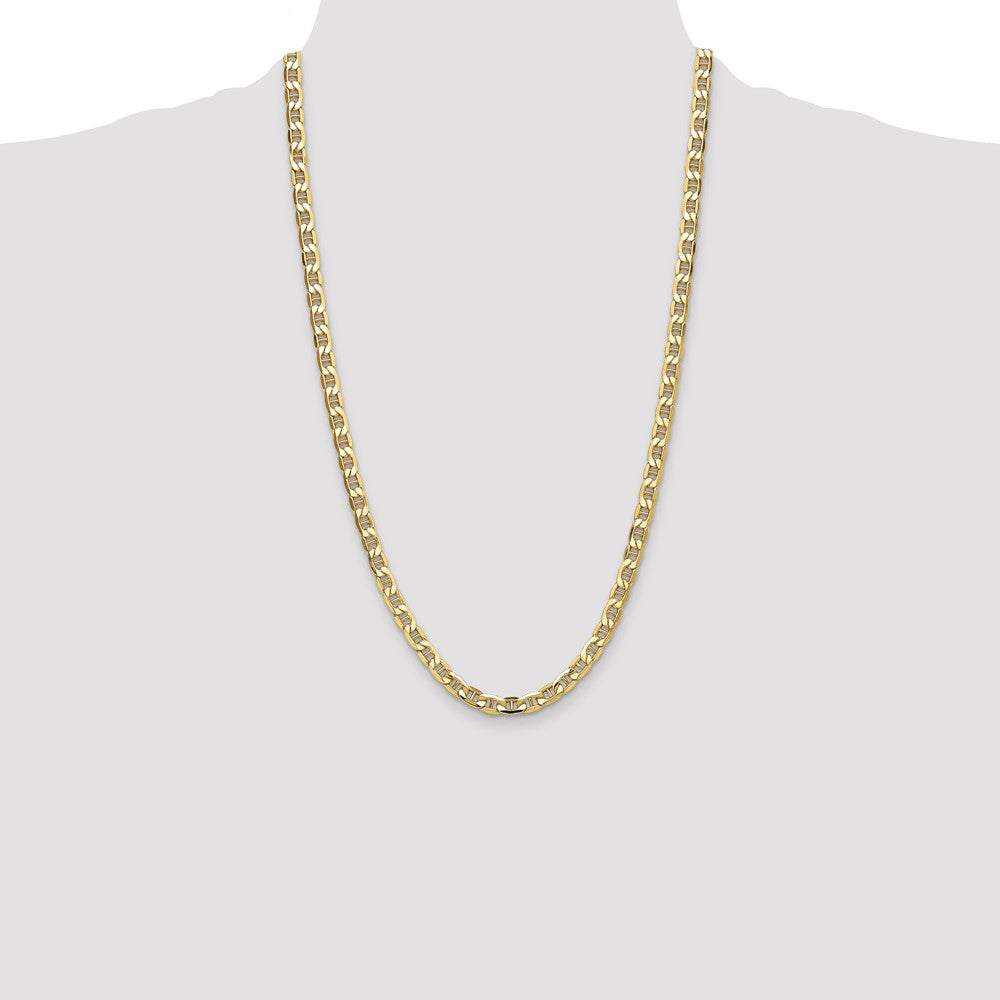26 Inch 14K Yellow Gold 6.25mm Semi-Solid Anchor Chain Necklace