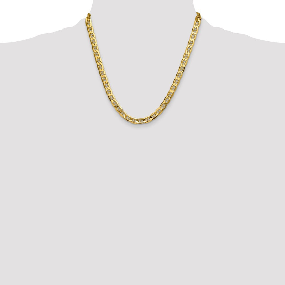2 Inch 14K Yellow Gold 8.25mm Semi-Solid Anchor Chain Necklace