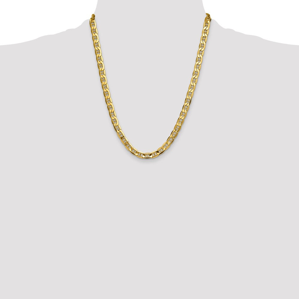 22 Inch 14K Yellow Gold 8.25mm Semi-Solid Anchor Chain Necklace
