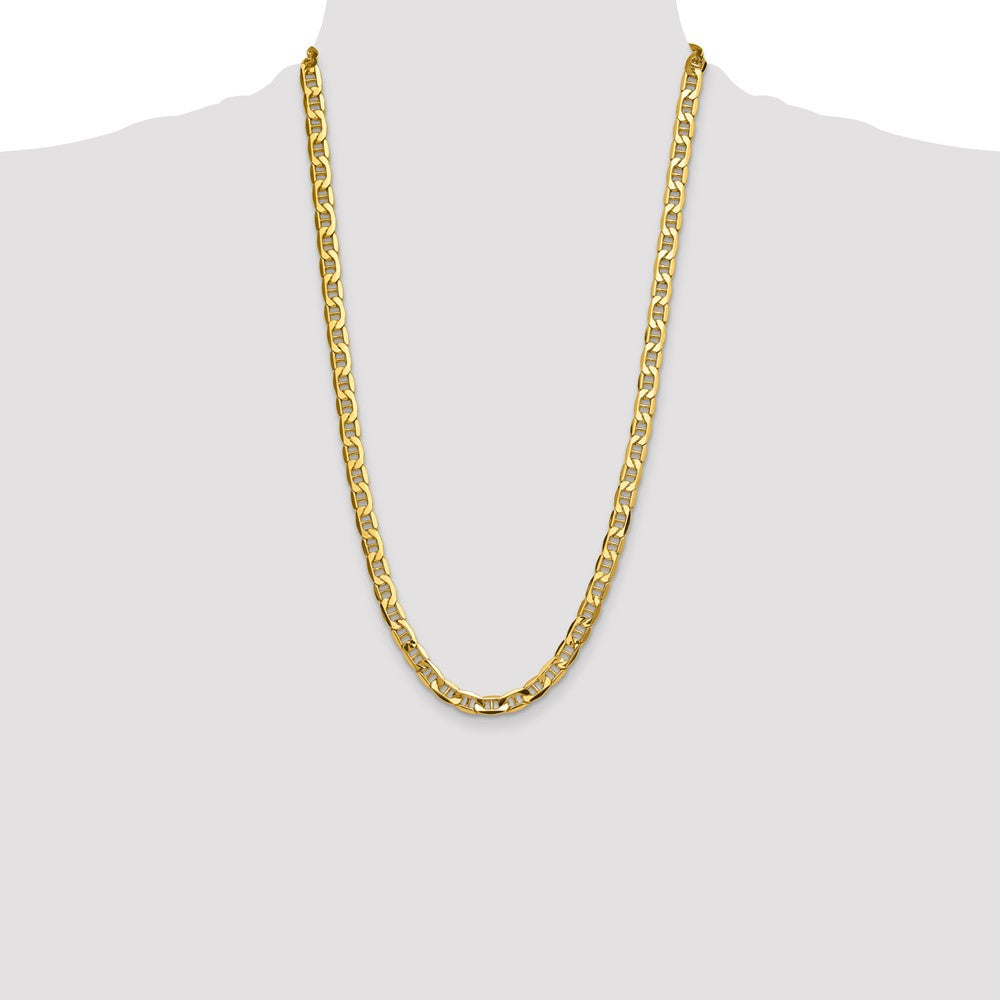 26 Inch 14K Yellow Gold 8.25mm Semi-Solid Anchor Chain Necklace