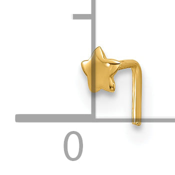 14K Yellow Gold 22 Gauge Polished Star Nose Stud