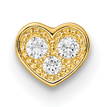 14K Yellow Gold 18 Gauge Cz Heart Labret Stud