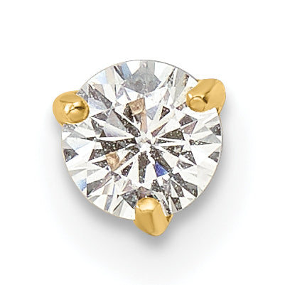 14K Yellow Gold 16 Gauge Round Cz Labret Stud