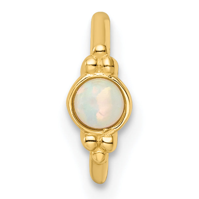 14K Yellow Gold 18 Gauge Created Opal Cartilage Ring