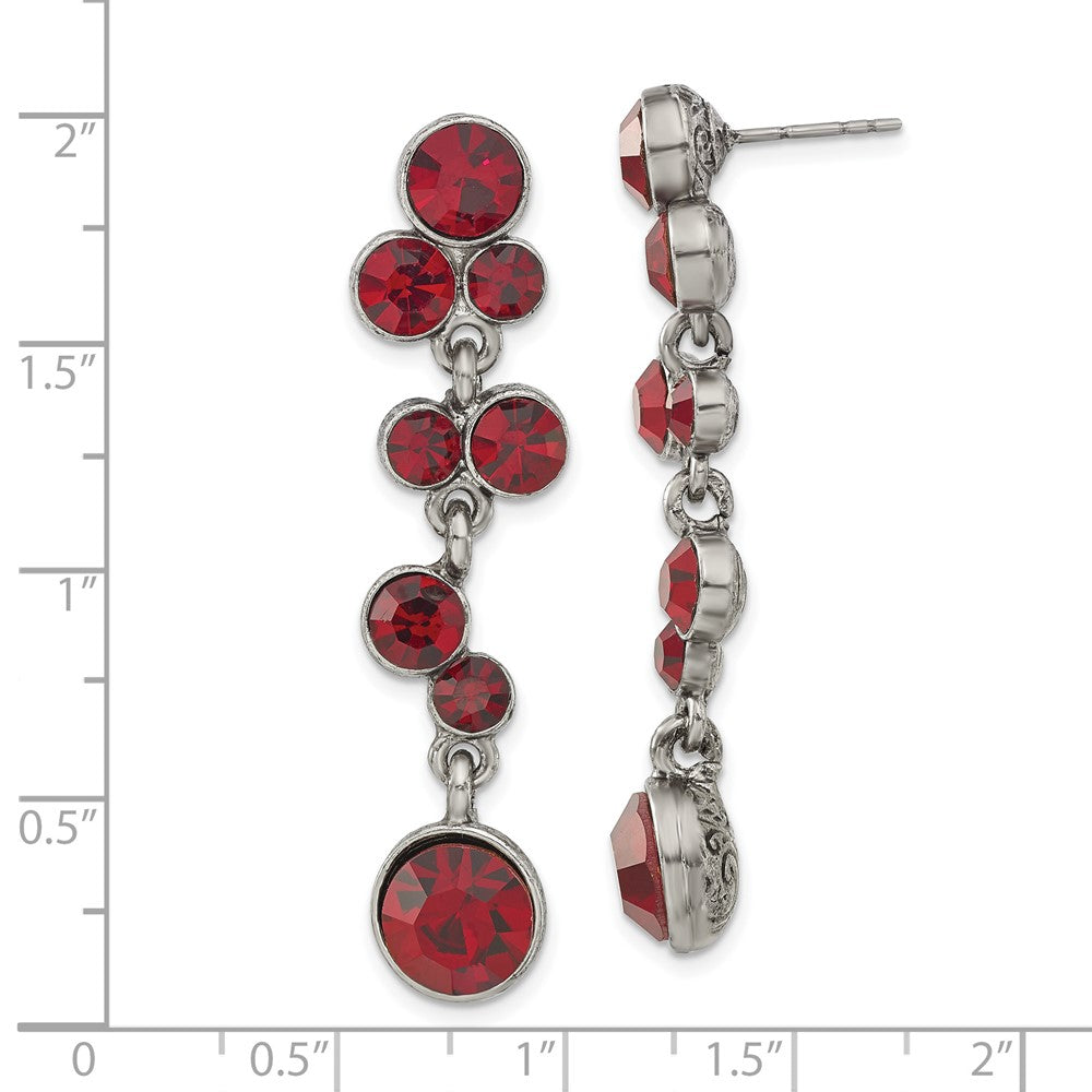 Fashion 1928 Jewelry Silver-Tone Red Epoxy Faceted Stone Dangle Post Earrings