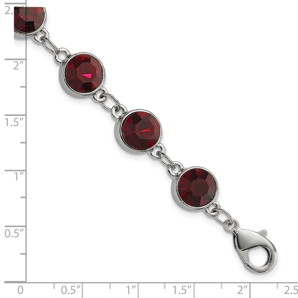 Fashion 1928 Jewelry Silver-Tone Red Epoxy Faceted Stone Adjustable 7.25 Inch Bracelet With 1.25 Extension