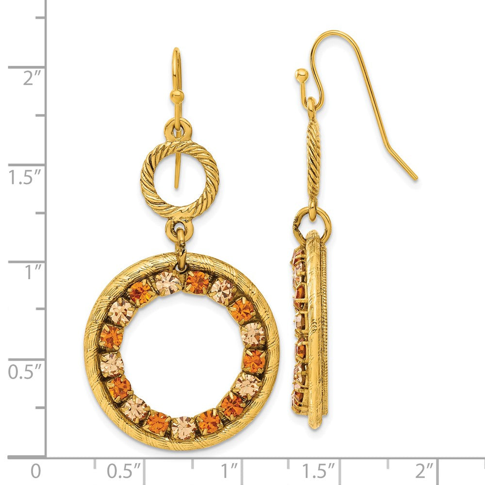 Fashion 1928 Gold-Tone Light & Dark Colorado Champagne Crystal Dangle Earrings