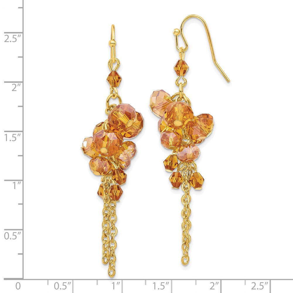 Fashion 1928 Gold-Tone Dark Colorado Glass Beads Dangle Earrings