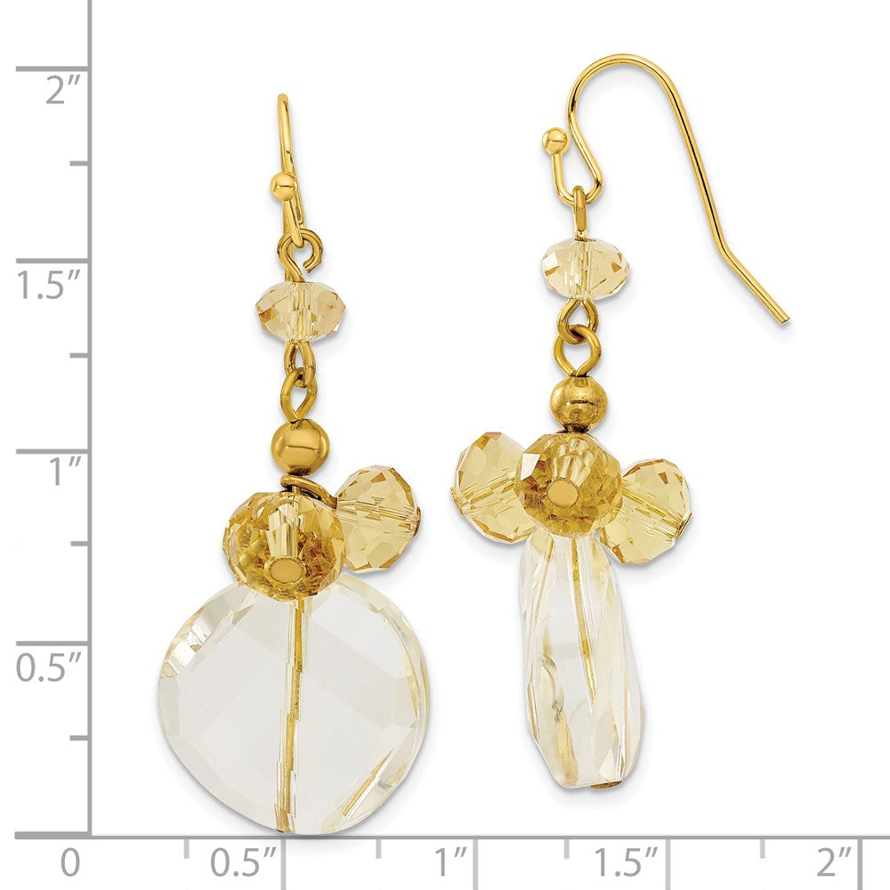 Fashion 1928 Gold-Tone Light Colorado Champagne Glass Beads Dangle Earrings